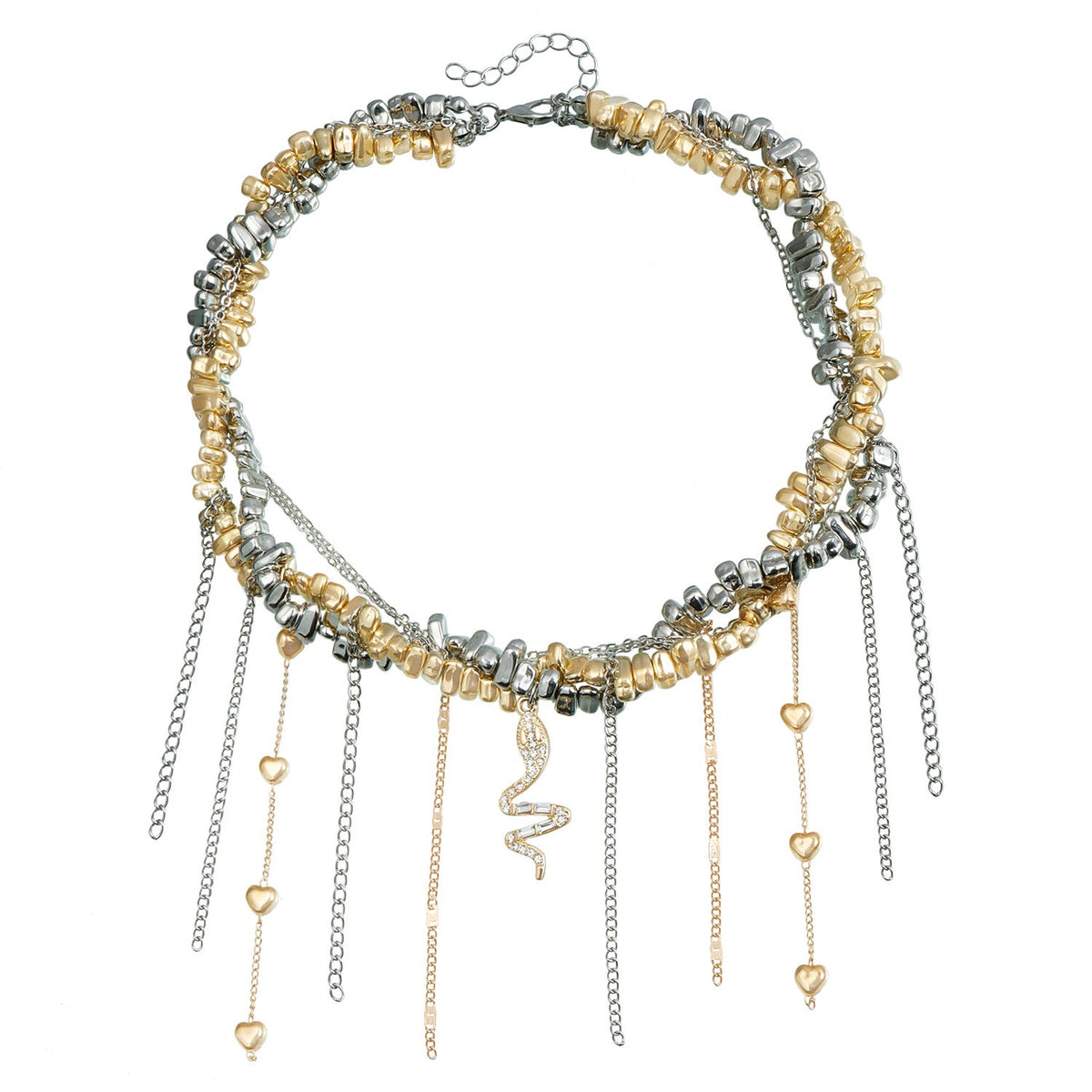 Irregular Intertwined Beaded Snake Necklace
