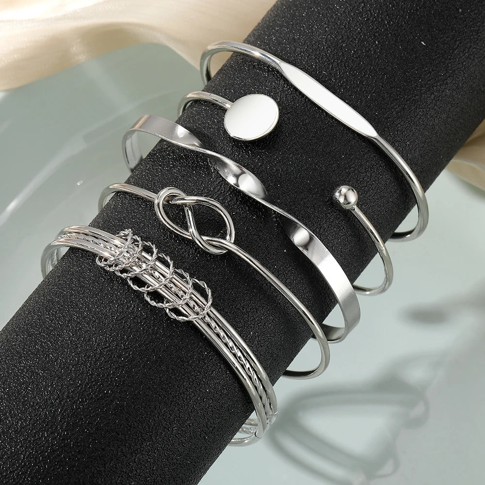 5pcs Twist Bangle Bracelet Stack