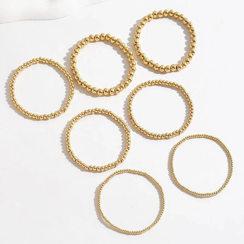 7pcs Gold Beaded Bracelet Stack