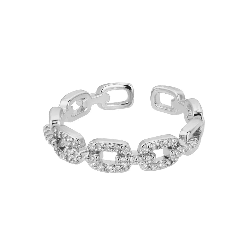 Adjustable Diamond Chain Link Ring