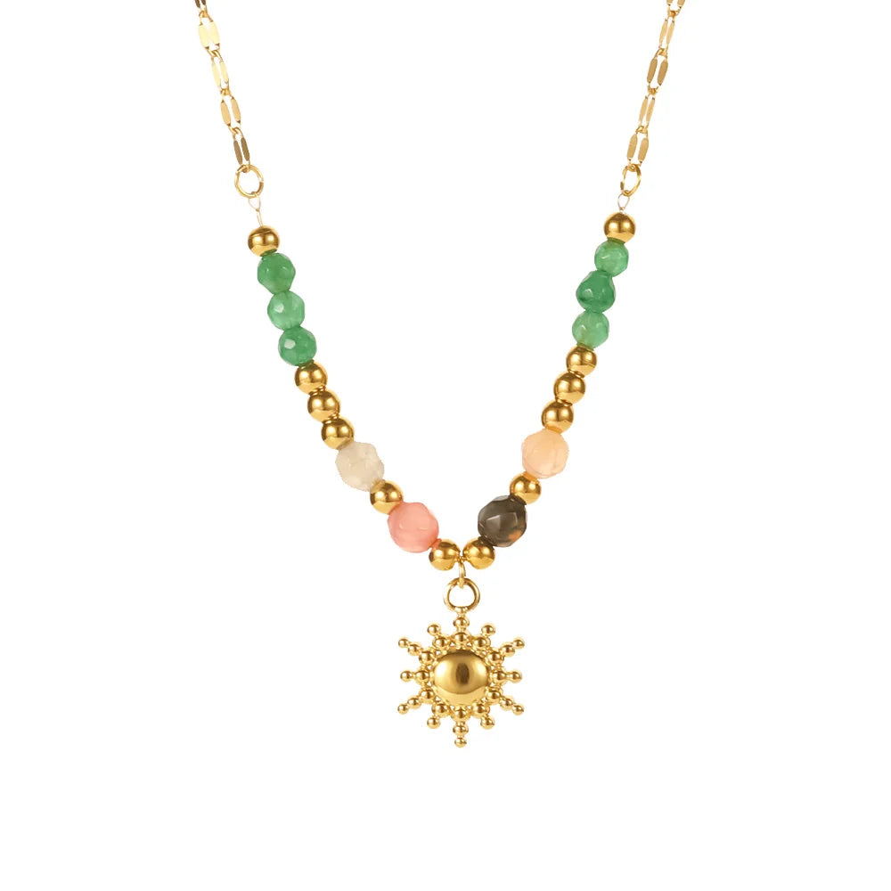Dainty Boho Inspired Sun Pendant Necklace