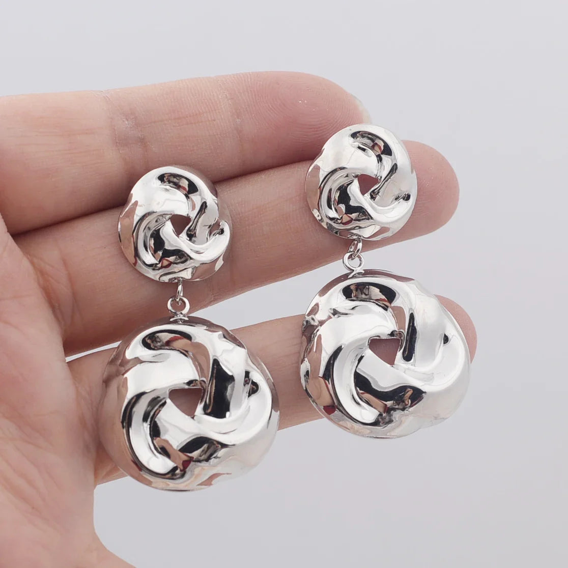 Stacked Pretzel Spiral Twist Earrings