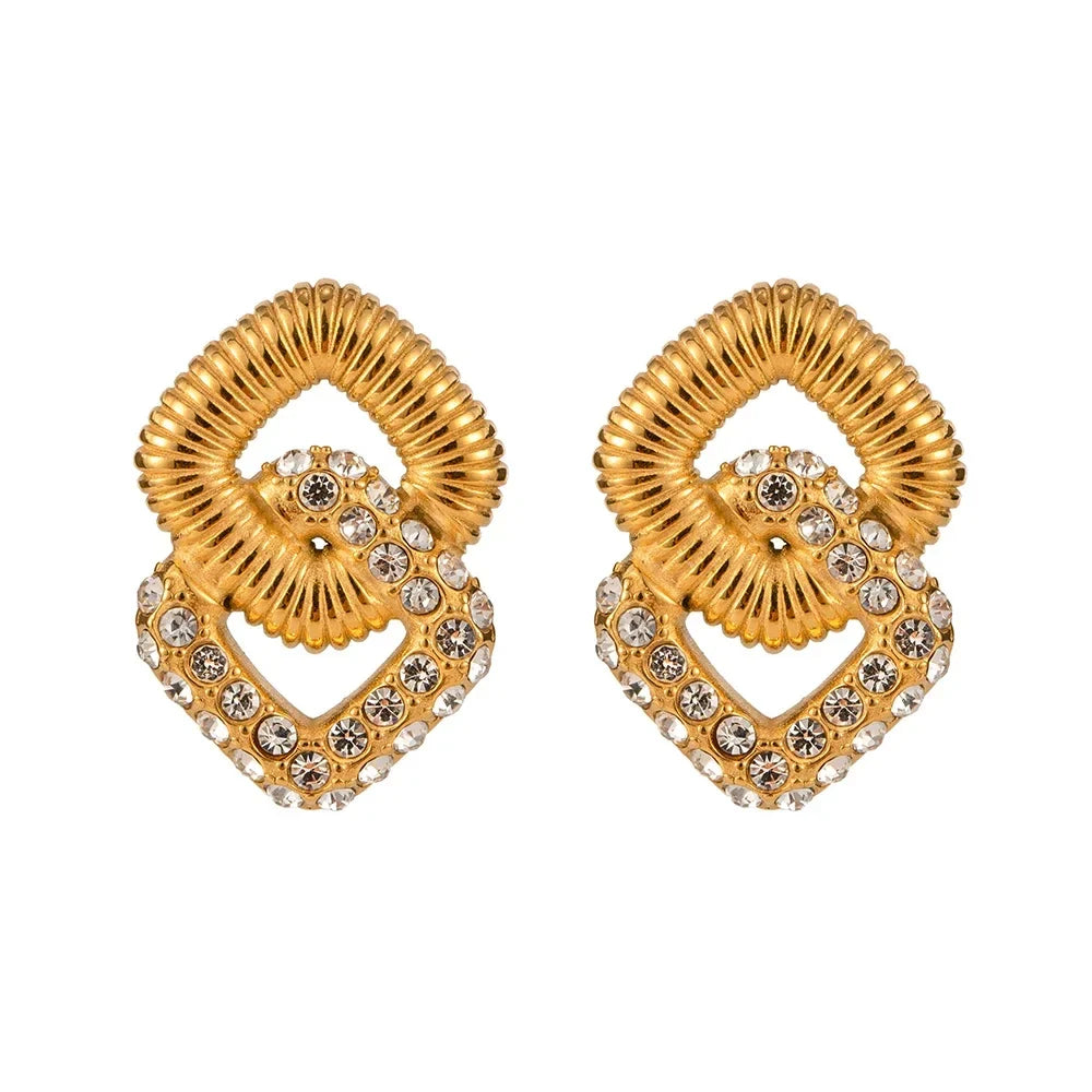 18k Textured Dual Squircle Earrings