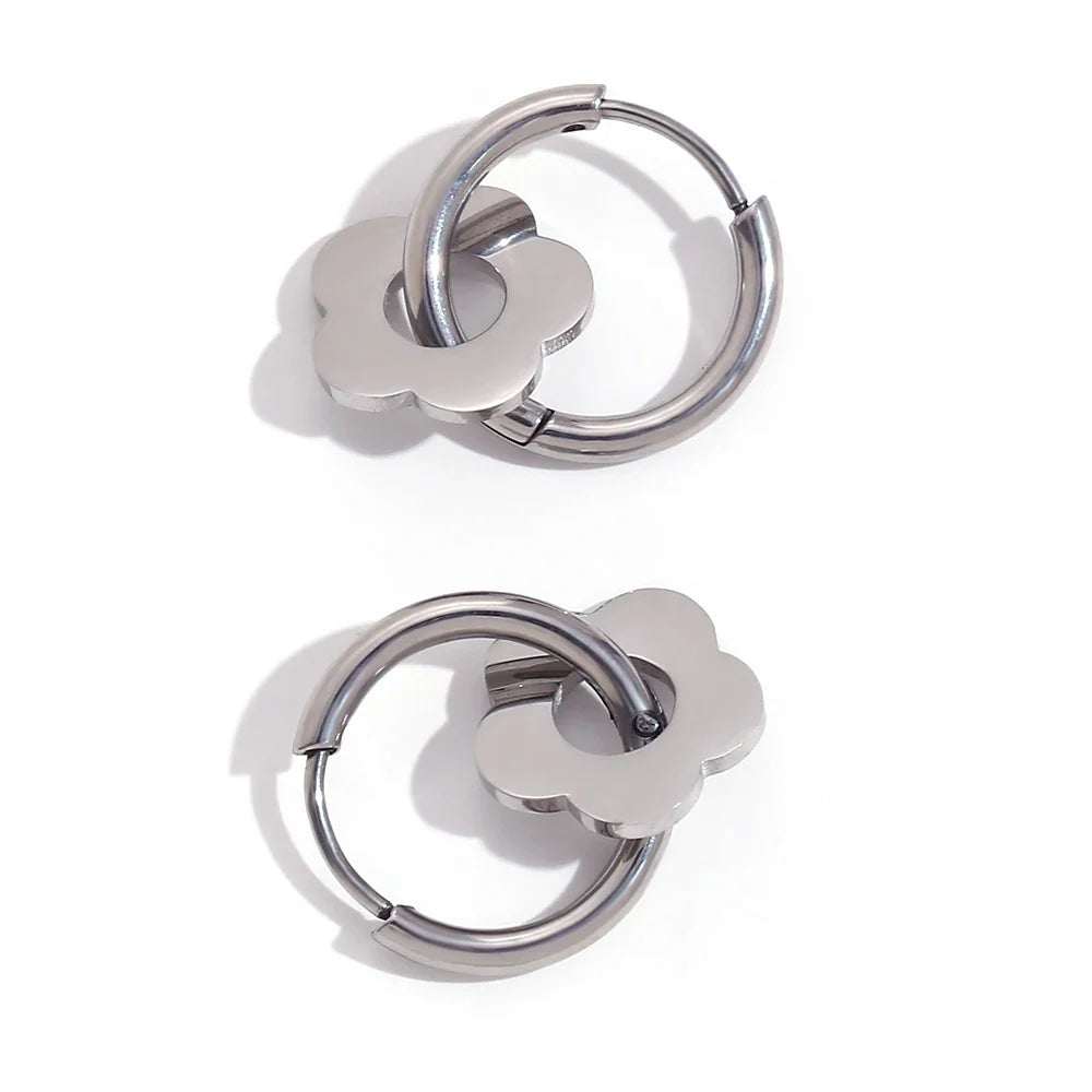 Dainty Floral Huggie Hoop Earrings