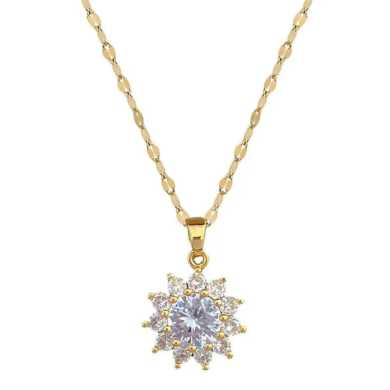 Dazzling Sunflower Floral Necklace and Earrings