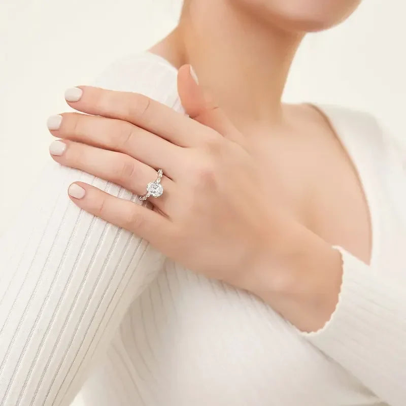 Elegant Oval Set Accented Band Ring