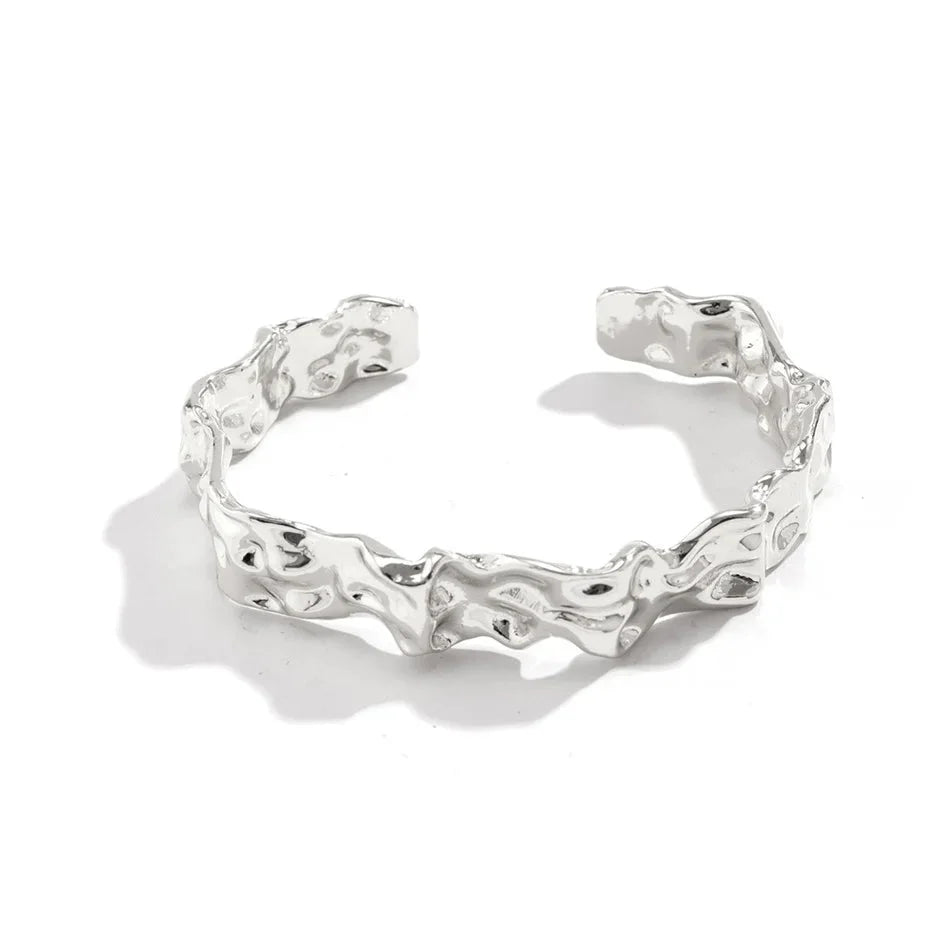 Irregular Crumbled Textured Bangle Bracelet