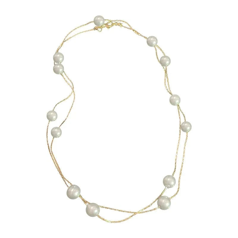 Layered Pearl Classy Choker Necklace