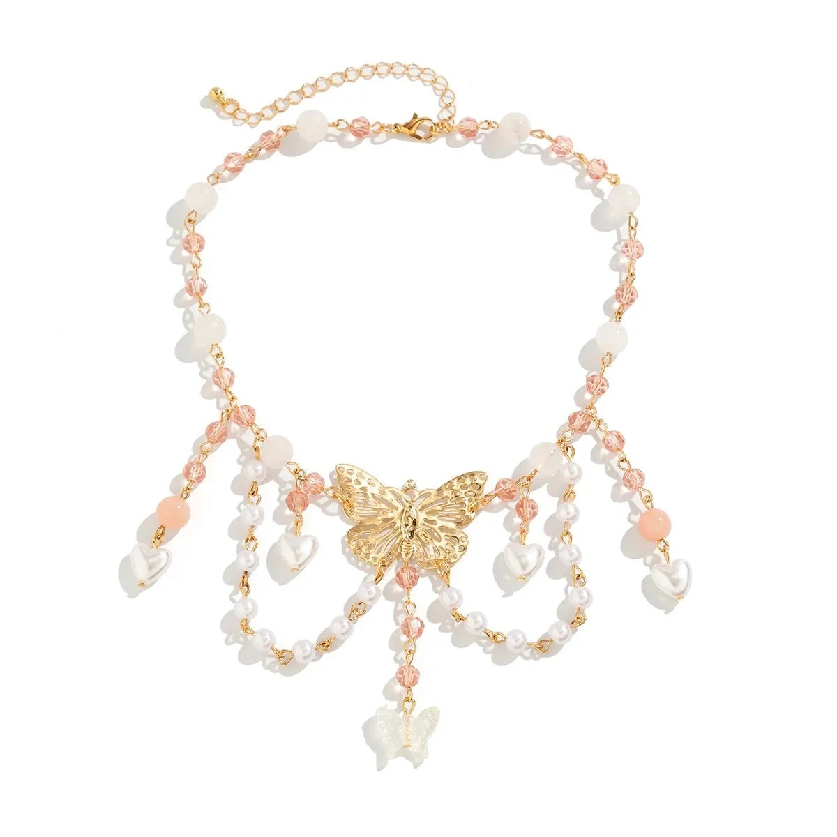 Multi Layered Butterfly Heart Choker Necklace