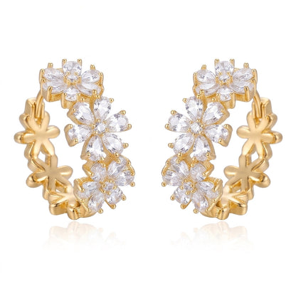 Dainty Floral Hoop Earrings