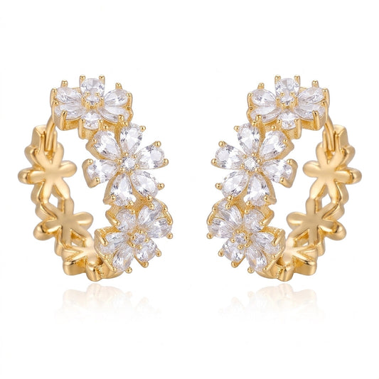 Dainty Floral Hoop Earrings
