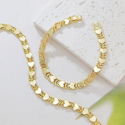 14k Double Row Heart Bracelet