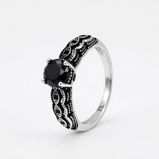 Vintage Black Obsidian Ring
