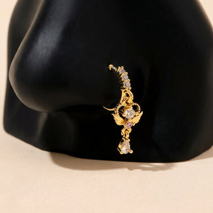 Elegant Angel Heart Droplet Nose Ring