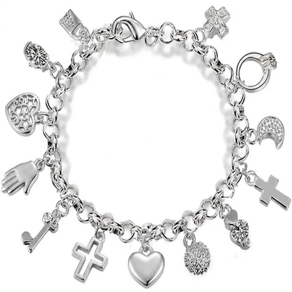 Elegant Mixed Charm Link Bracelet
