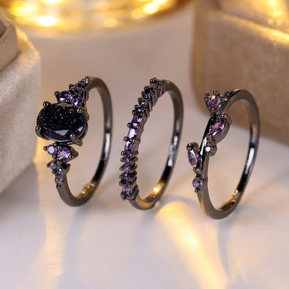 3pc Starry Galaxy Ring Set