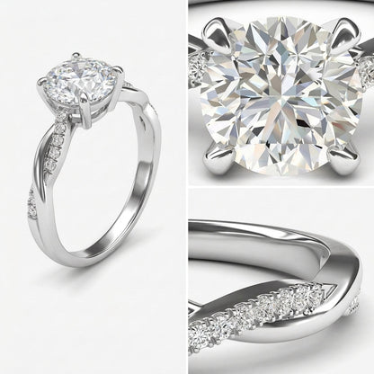 Intertwined Pave Band Solitaire Ring