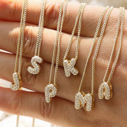 14k Diamond Accented Bubble Name Necklace