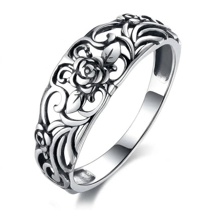 S925 Vintage Rose Hollow Ring