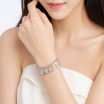 Elegant Mixed Charm Link Bracelet