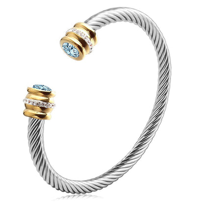 Personalized Birthstone Ends Twist Cuff Bracelets