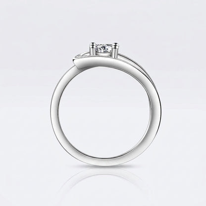 Elegant Curved Halo Solitaire Ring