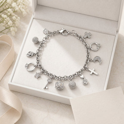 Elegant Mixed Charm Link Bracelet
