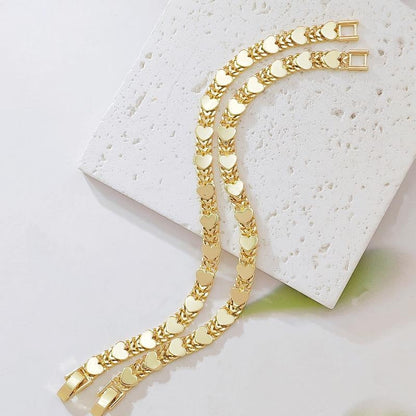 14k Double Row Heart Bracelet