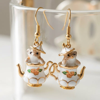 Cute Mouse Tea Kettle Earrings