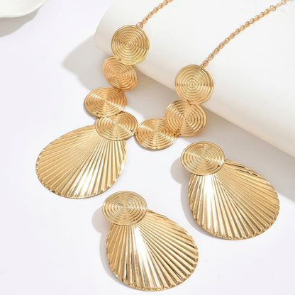 Geometric Swirl Necklace and Earrings Jewelry Set