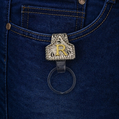 Vintage Cowboy Letter Initial Tag Keychain