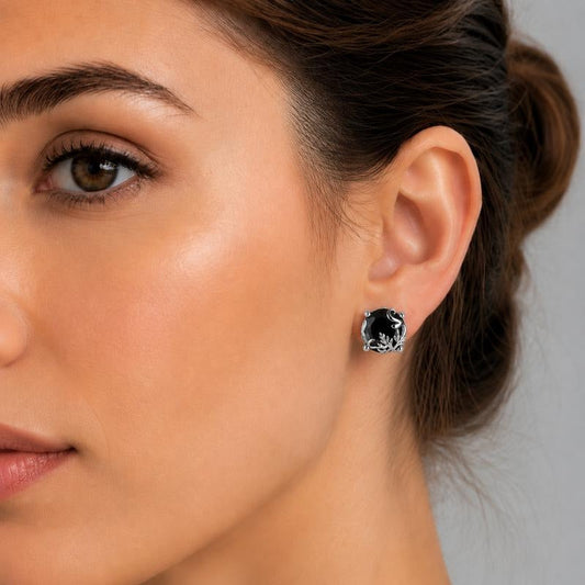 Vintage Vine Wrapped Noir Earrings