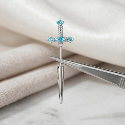 16G Dagger Cross Helix Piercing Earring