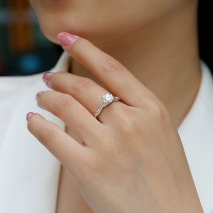 Intertwined Pave Band Solitaire Ring
