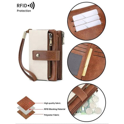 RFID Blocking Elegant Zipper Buttoned Wallet