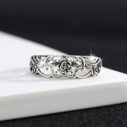 S925 Vintage Rose Hollow Ring