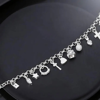 Elegant Mixed Charm Link Bracelet
