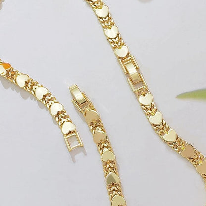 14k Double Row Heart Bracelet