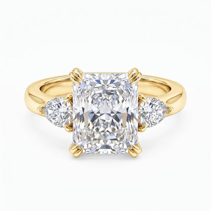 14k Elegant Three Stone Radiant Cut Ring