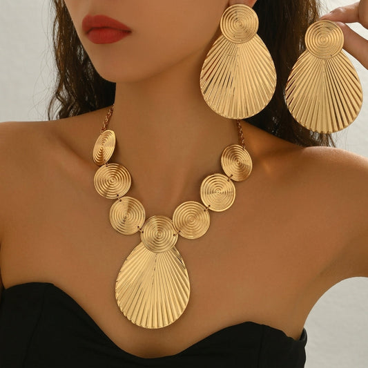 Geometric Swirl Necklace and Earrings Jewelry Set