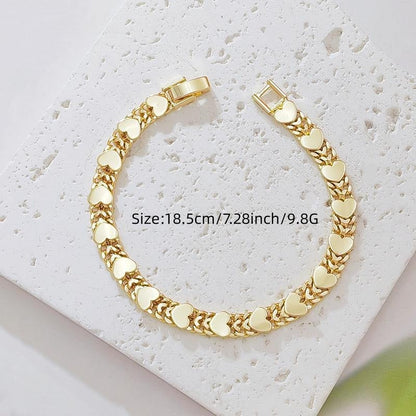 14k Double Row Heart Bracelet