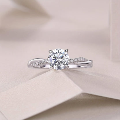 Intertwined Pave Band Solitaire Ring