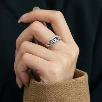 S925 Vintage Rose Hollow Ring