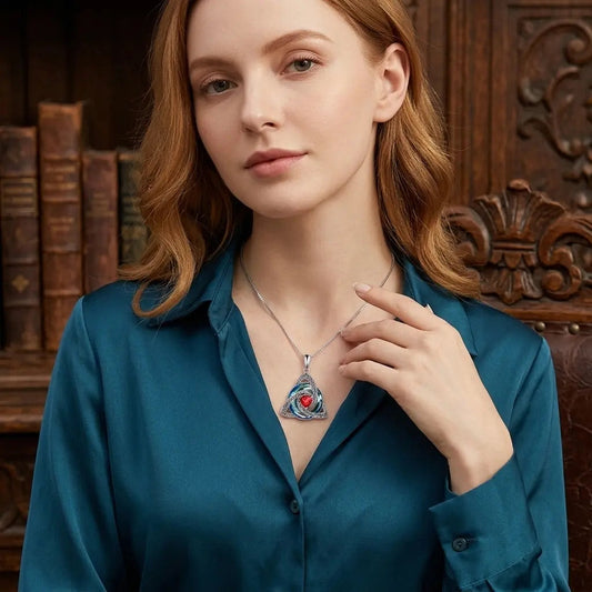 Trinity Knot Heart Birthstone Pendant Necklace