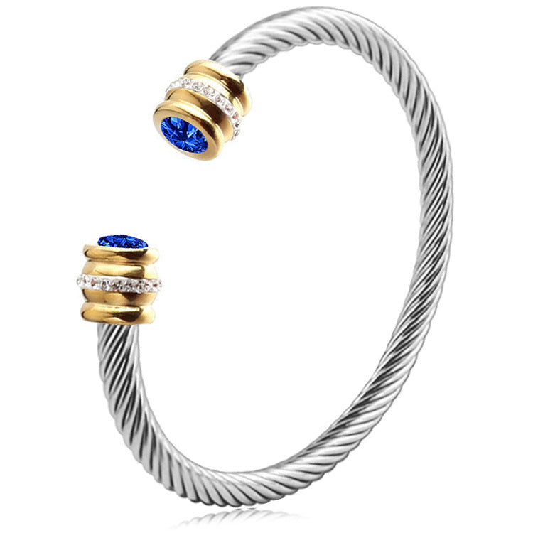 Personalized Birthstone Ends Twist Cuff Bracelets