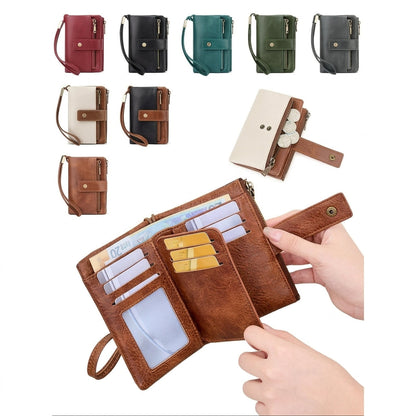 RFID Blocking Elegant Zipper Buttoned Wallet