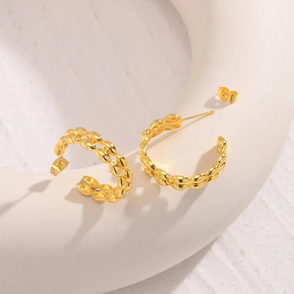 14k Dainty C Shaped Layered Hoop Earrings