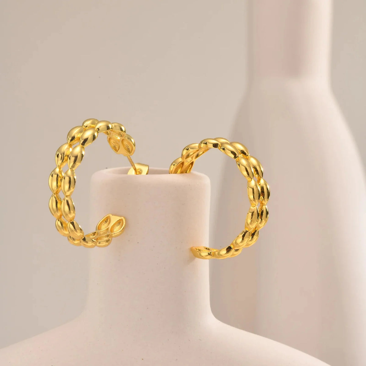 14k Dainty C Shaped Layered Hoop Earrings