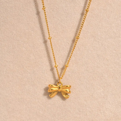 14k Dainty Feminine Bow Necklace