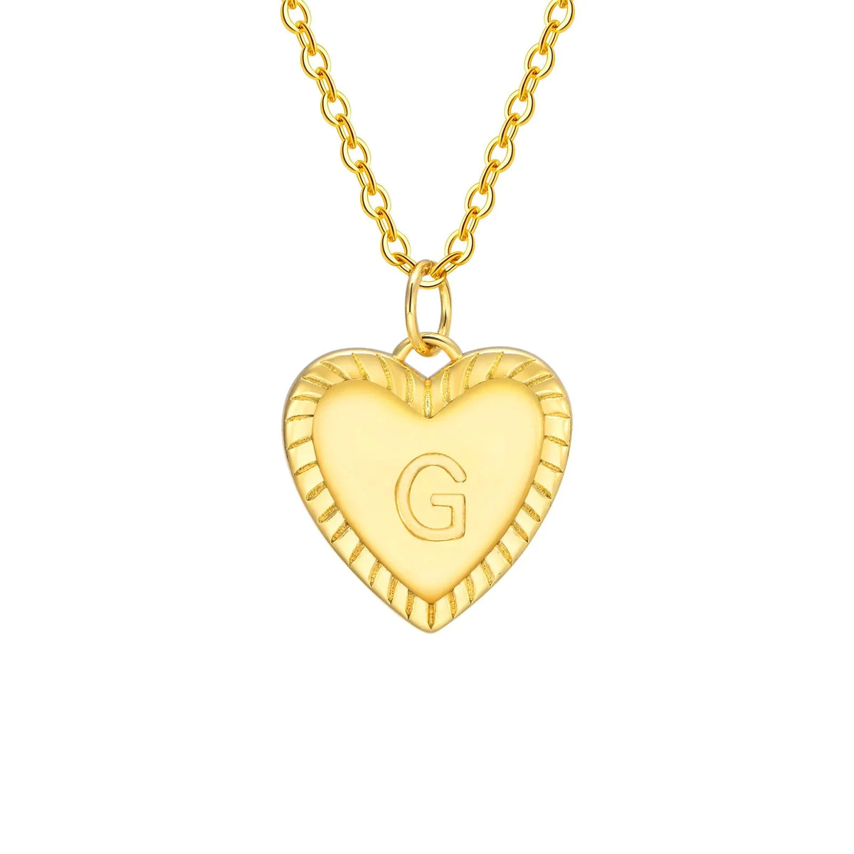 14k Dainty Heart Pendant Letter Initial Necklace